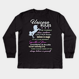 Unicorn Rules Graphic Kids Long Sleeve T-Shirt